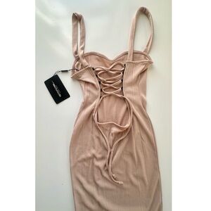 Stone Bandage Lace Up Back Midi Dress - 10